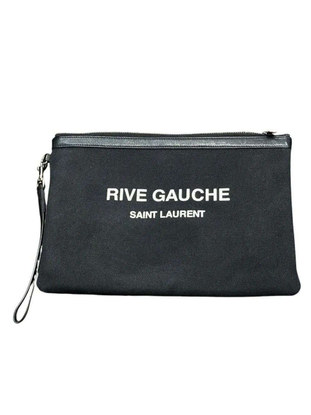 Saint Laurent Rive Gauche Clutch Canvas Leather